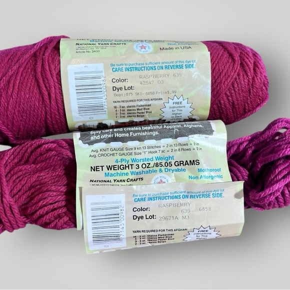 🟢5/$25  Lot DuPont Acrylic Raspberry Yarn - Picture 2 of 5